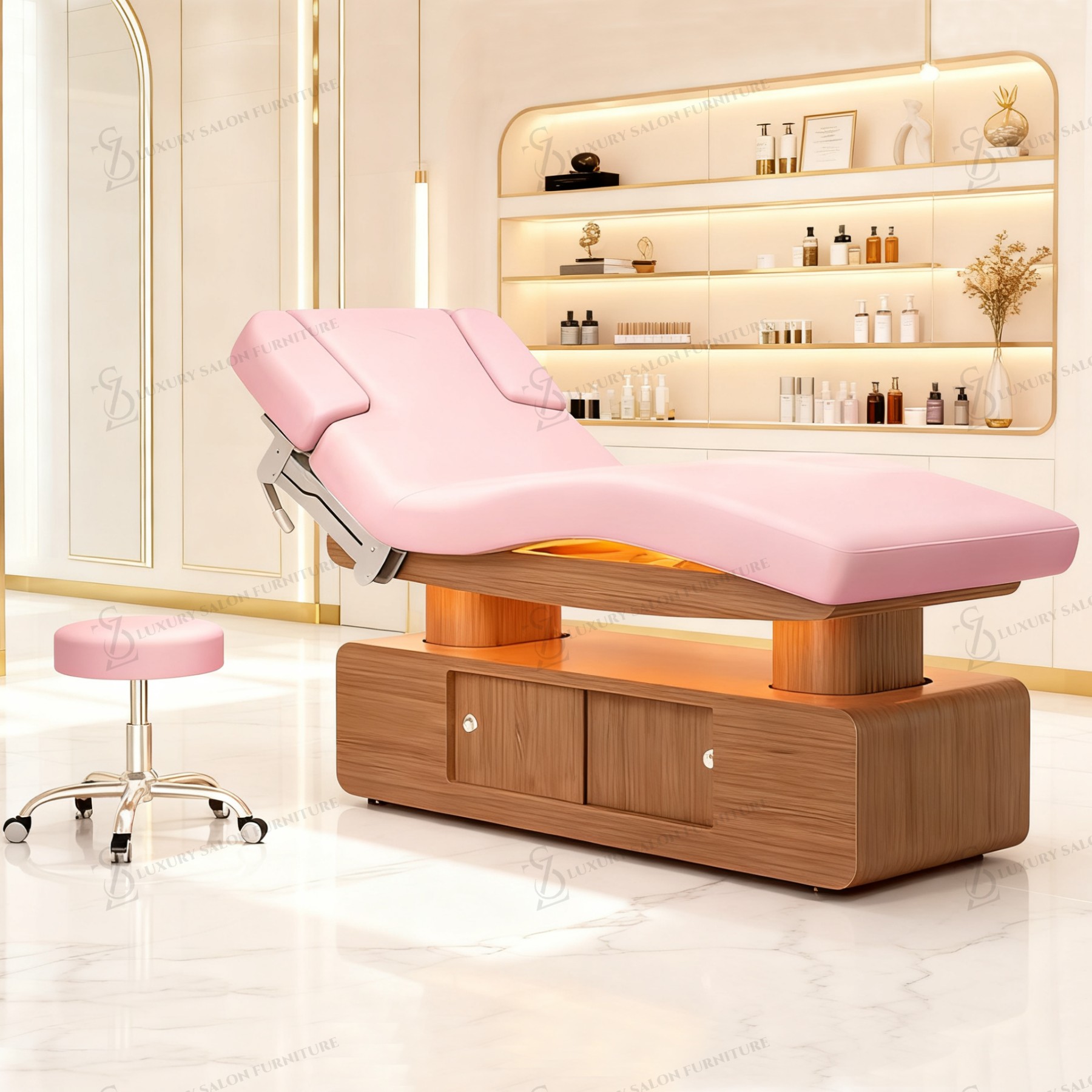 Spa Wellness And Beauty - 럭셔리 3/4 모터 핑크 뷰티 베드
